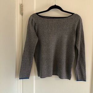 GAP Gray Boat Neck Sweater with Navy and blue trim